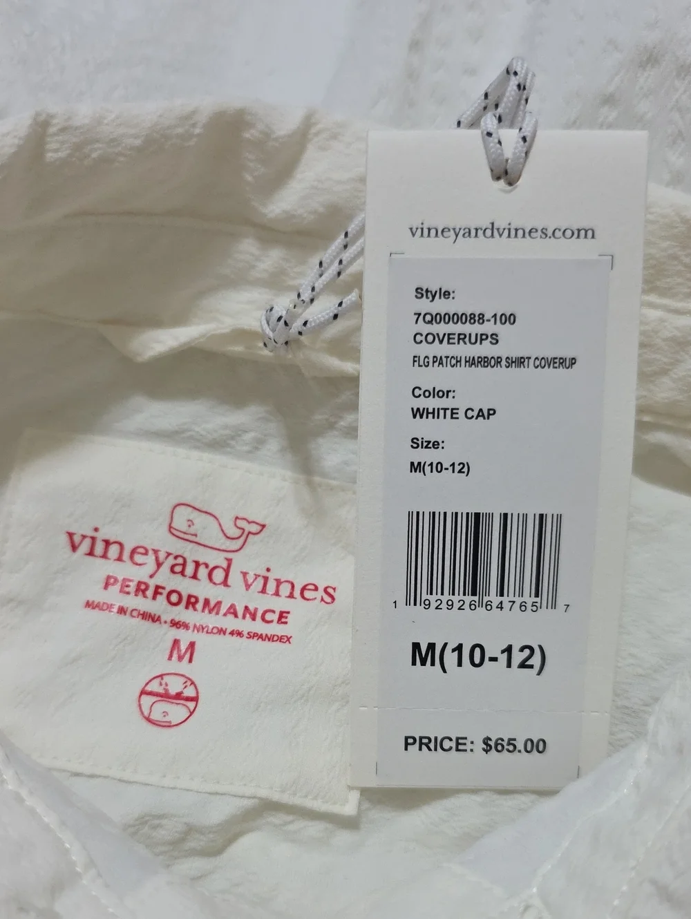 Vineyard Vines Flag Patch Harbor Shirt Coverup in White Size Medium NWT